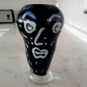 Face Vase Art Glass by Northern California Artist. Signed.